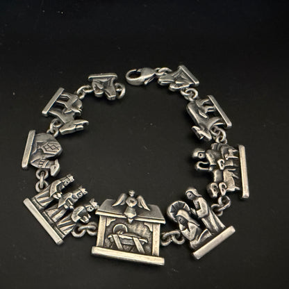 James Avery Sterling Noah’s Ark Bracelet Sculptural Panels 7.5" w/box JR1293