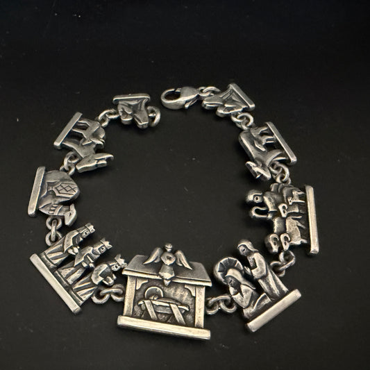 James Avery Sterling Noah’s Ark Bracelet Sculptural Panels 7.5" w/box JR1293