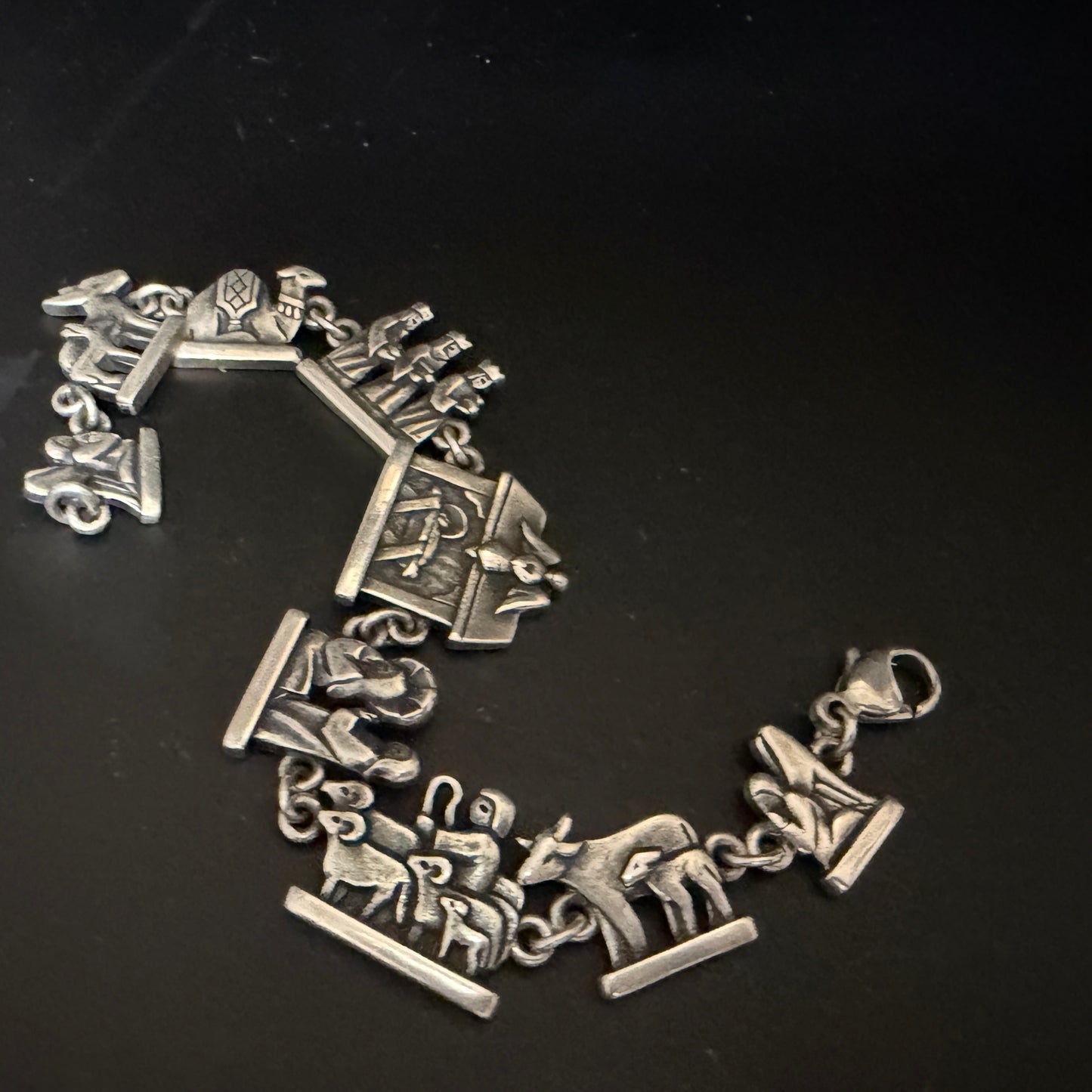 James Avery Sterling Noah’s Ark Bracelet Sculptural Panels 7.5" w/box JR1293