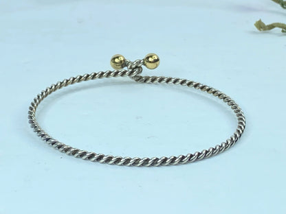 Tiffany & Co Sterling Silver and 18K Yellow Gold Spiral Cable Bracelet JR711