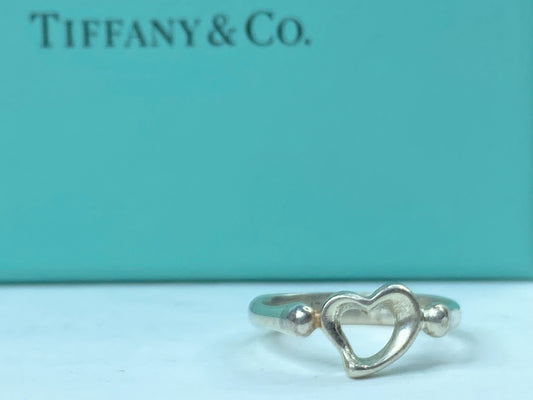 Tiffany & Co. Sterling Silver Elsa Peretti Open Heart Ring s7 2.8g JR712