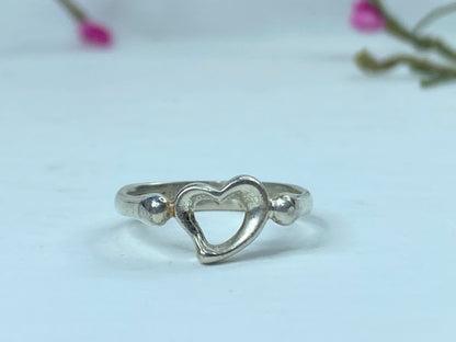 Tiffany & Co. Sterling Silver Elsa Peretti Open Heart Ring s7 2.8g JR712
