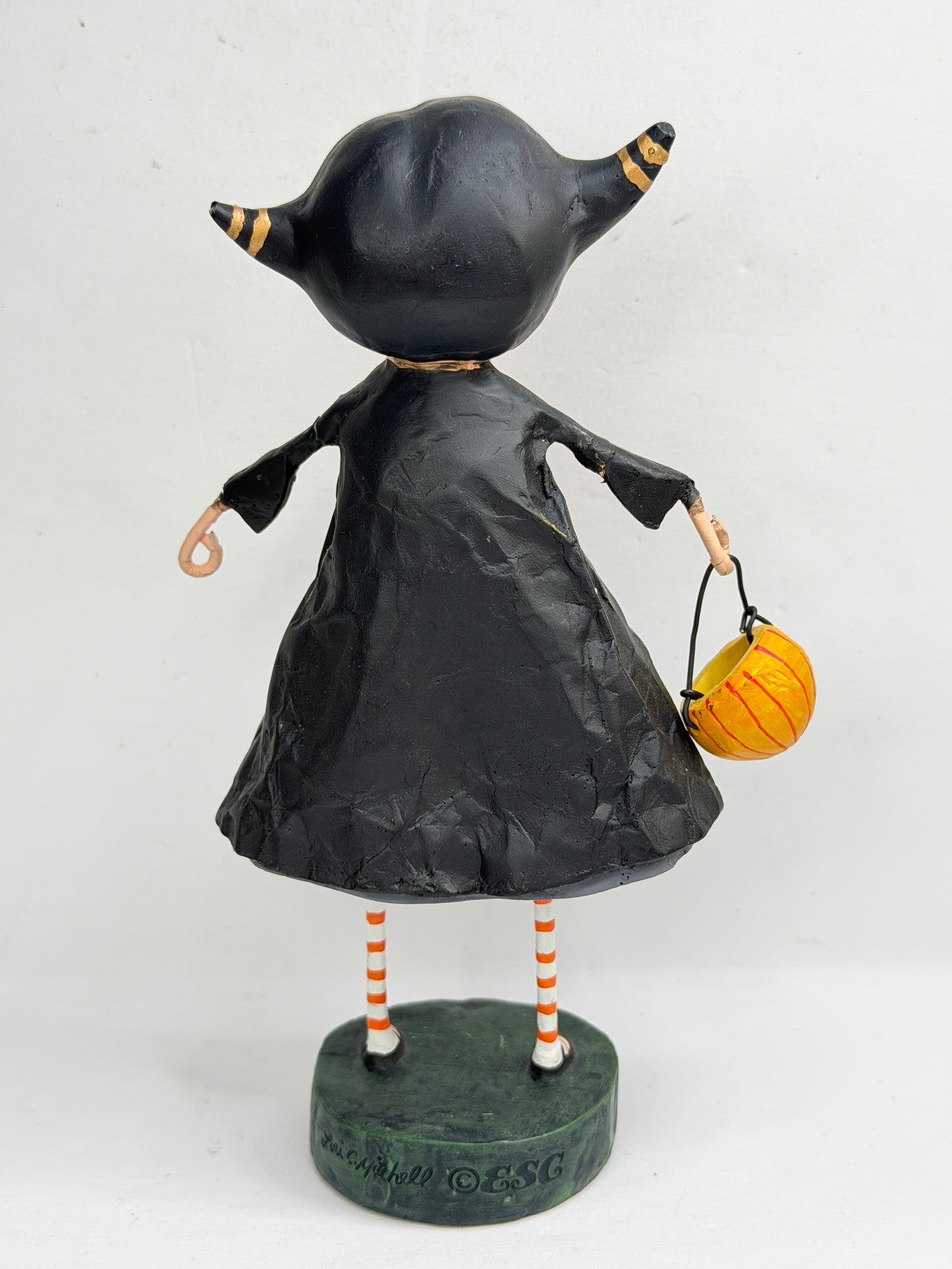 Vintage Lori Mitchell Halloween Devil Girl Pumpkin Bucket Figurine XN102