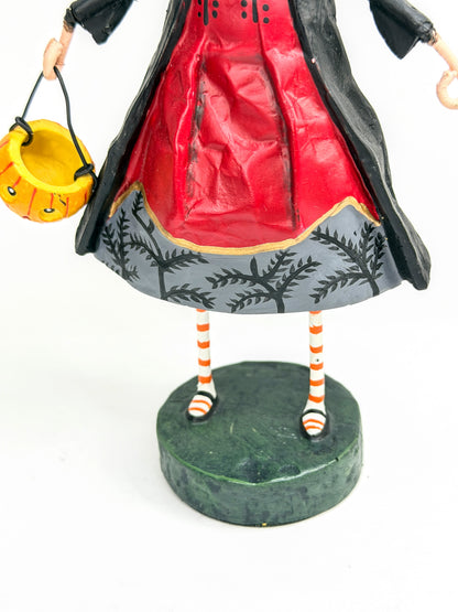 Vintage Lori Mitchell Halloween Devil Girl Pumpkin Bucket Figurine XN102