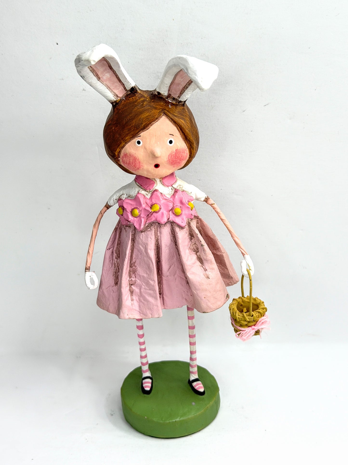Vintage Lori Mitchell Bunny Williams Easter Girl Basket Figurine ESC 11001 XN103