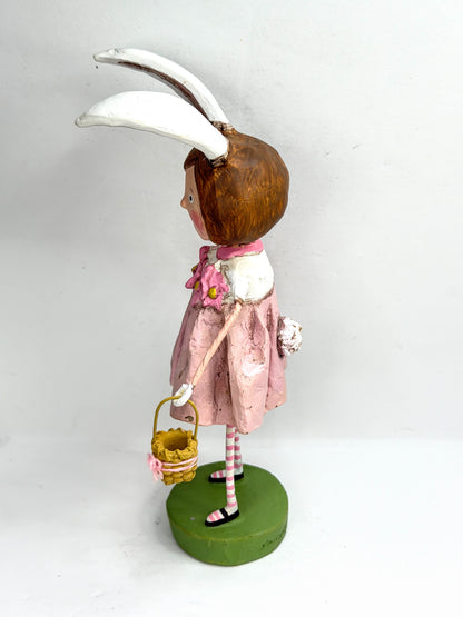 Vintage Lori Mitchell Bunny Williams Easter Girl Basket Figurine ESC 11001 XN103