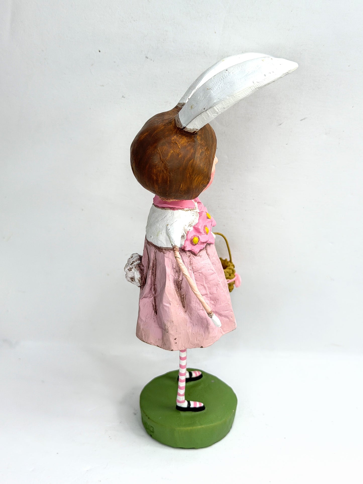 Vintage Lori Mitchell Bunny Williams Easter Girl Basket Figurine ESC 11001 XN103