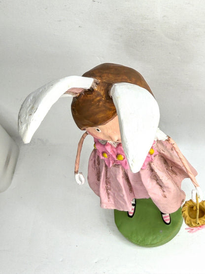 Vintage Lori Mitchell Bunny Williams Easter Girl Basket Figurine ESC 11001 XN103