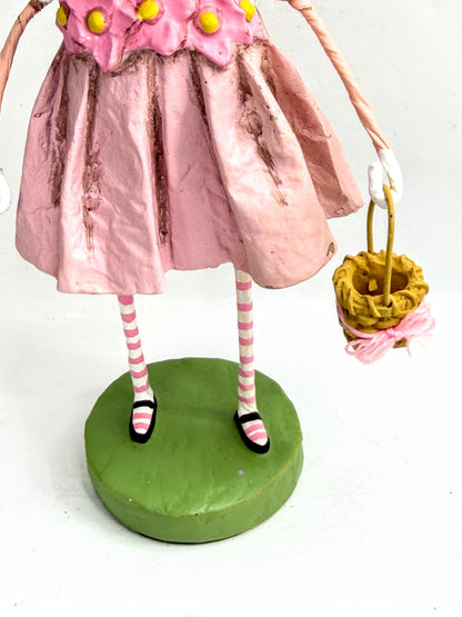 Vintage Lori Mitchell Bunny Williams Easter Girl Basket Figurine ESC 11001 XN103