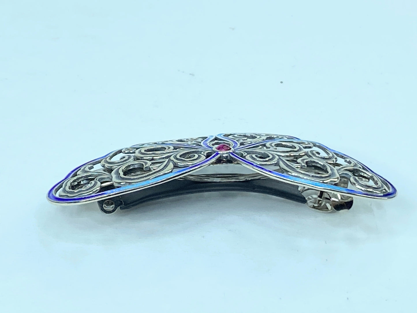 Sterling Silver 925 Butterfly Enamel Hair Claw Women's Hair Clip 2 3/4" SS84