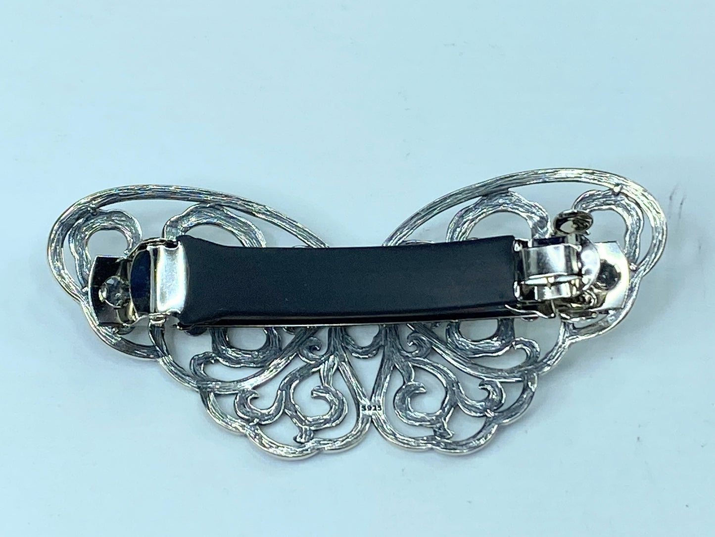 Sterling Silver 925 Butterfly Enamel Hair Claw Women's Hair Clip 2 3/4" SS84