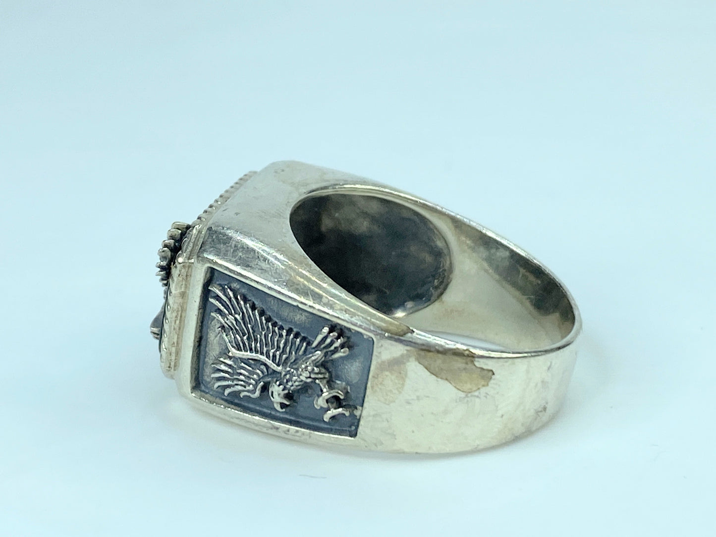 Sterling 925 Bradford Exchange Diamond "Ruler Of The Skie" Biker ring s12 JR795