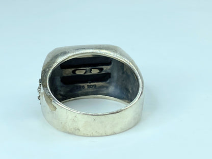 Sterling 925 Bradford Exchange Diamond "Ruler Of The Skie" Biker ring s12 JR795