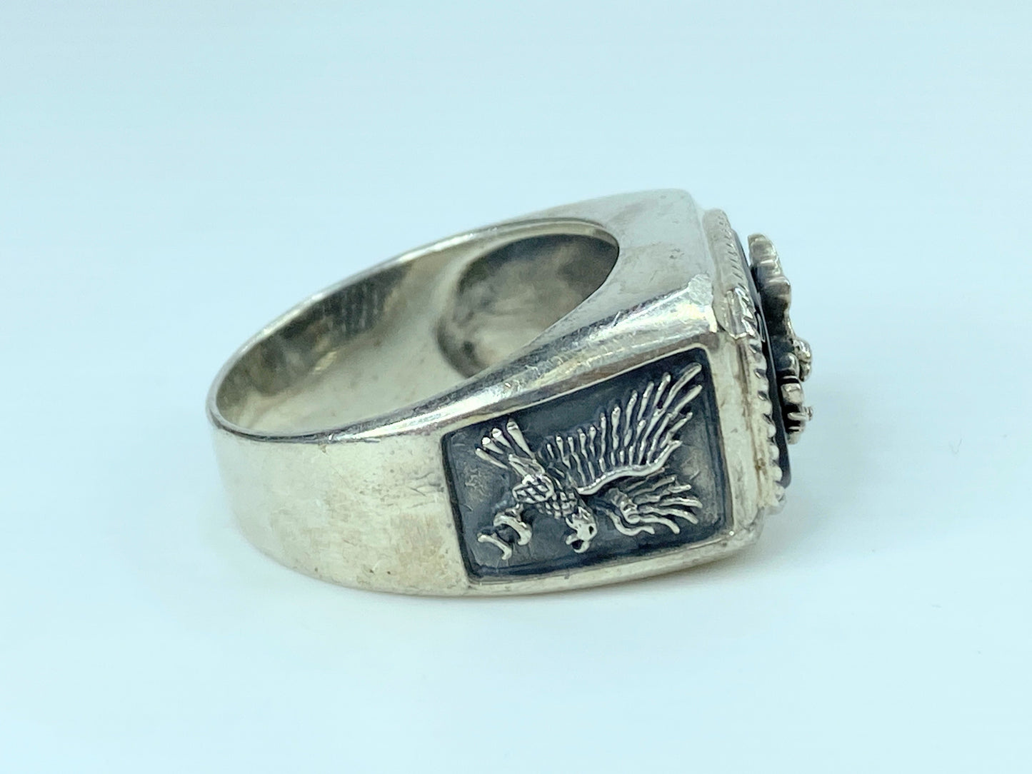Sterling 925 Bradford Exchange Diamond "Ruler Of The Skie" Biker ring s12 JR795