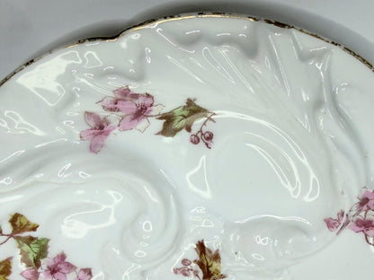 Antique Limoges Floral Oyster Plate Molded White Ground 7.5 Inch mint A796