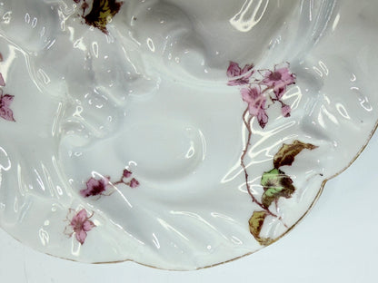 Antique Limoges Floral Oyster Plate Molded White Ground 7.5 Inch mint A796