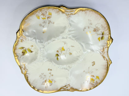 Antique Limoges France Porcelain Plate Hand Painted Floral Gold Rim 7.75” A797