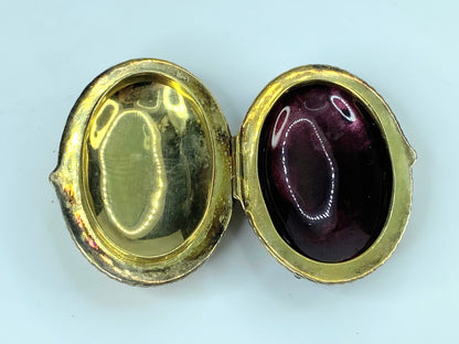 Sterling Enamel Tourmaline eyes Lady Bug gold wash locket pill box 2 7/8" SS88