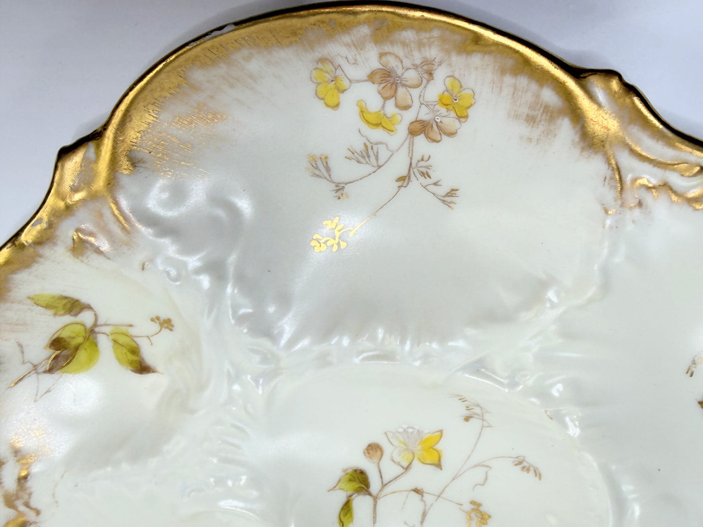 Antique Limoges France Porcelain Plate Hand Painted Floral Gold Rim 7.75” A797