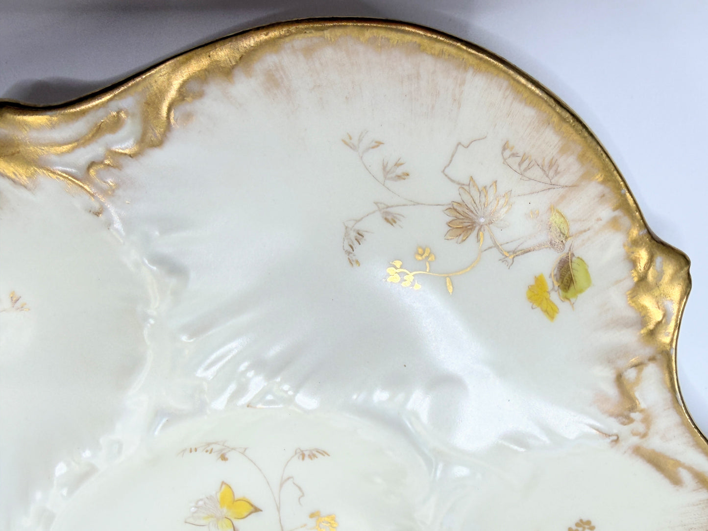 Antique Limoges France Porcelain Plate Hand Painted Floral Gold Rim 7.75” A797