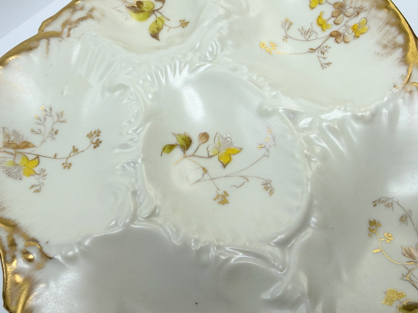 Antique Limoges France Porcelain Plate Hand Painted Floral Gold Rim 7.75” A797