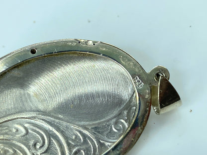 English Sterling silver 925 Scroll Oval locket 1 7/8" 12g JR796