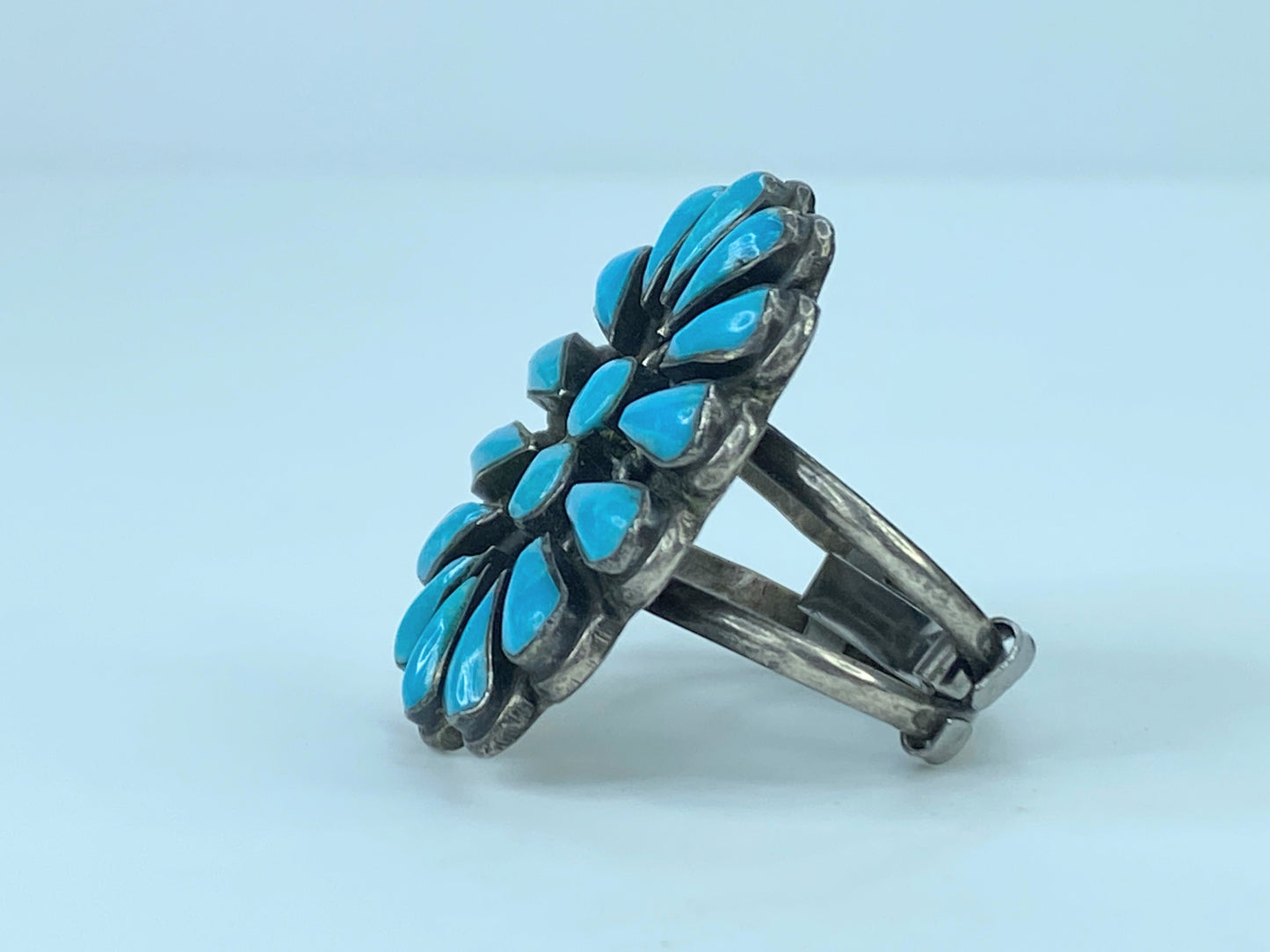 Zuni Petit Point Turquoise Sterling Handmade Ring JR8986