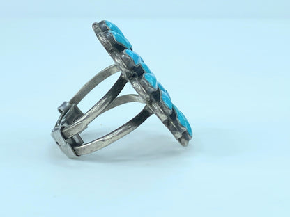 Zuni Petit Point Turquoise Sterling Handmade Ring JR8986