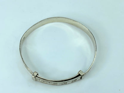Handmade Sterling Silver 5.2mm Floral expandable children bangle 4.75" 6g JR802