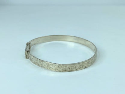 c1930's Sterling Silver 4.4mm Floral expandable children bangle 5.5" 5.1g JR814