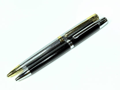 Vintage Bill Blass BB Logo Ballpoint Pens Black Silver Pair SS411