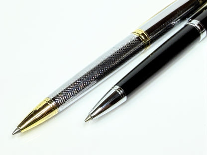 Vintage Bill Blass BB Logo Ballpoint Pens Black Silver Pair SS411