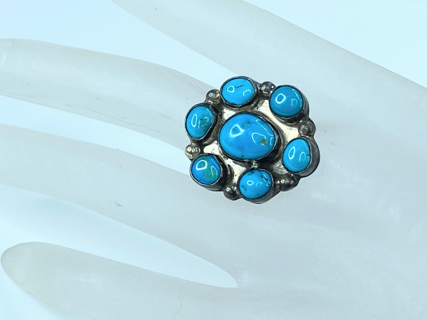 Native American Blue Turquoise Sterling Silver Ring JR8988