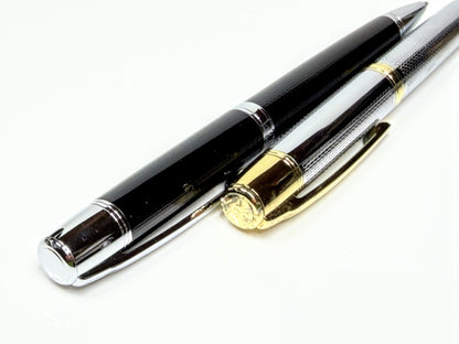 Vintage Bill Blass BB Logo Ballpoint Pens Black Silver Pair SS411
