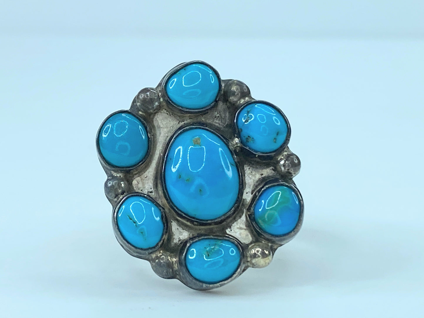 Native American Blue Turquoise Sterling Silver Ring JR8988