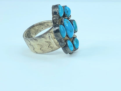 Native American Blue Turquoise Sterling Silver Ring JR8988