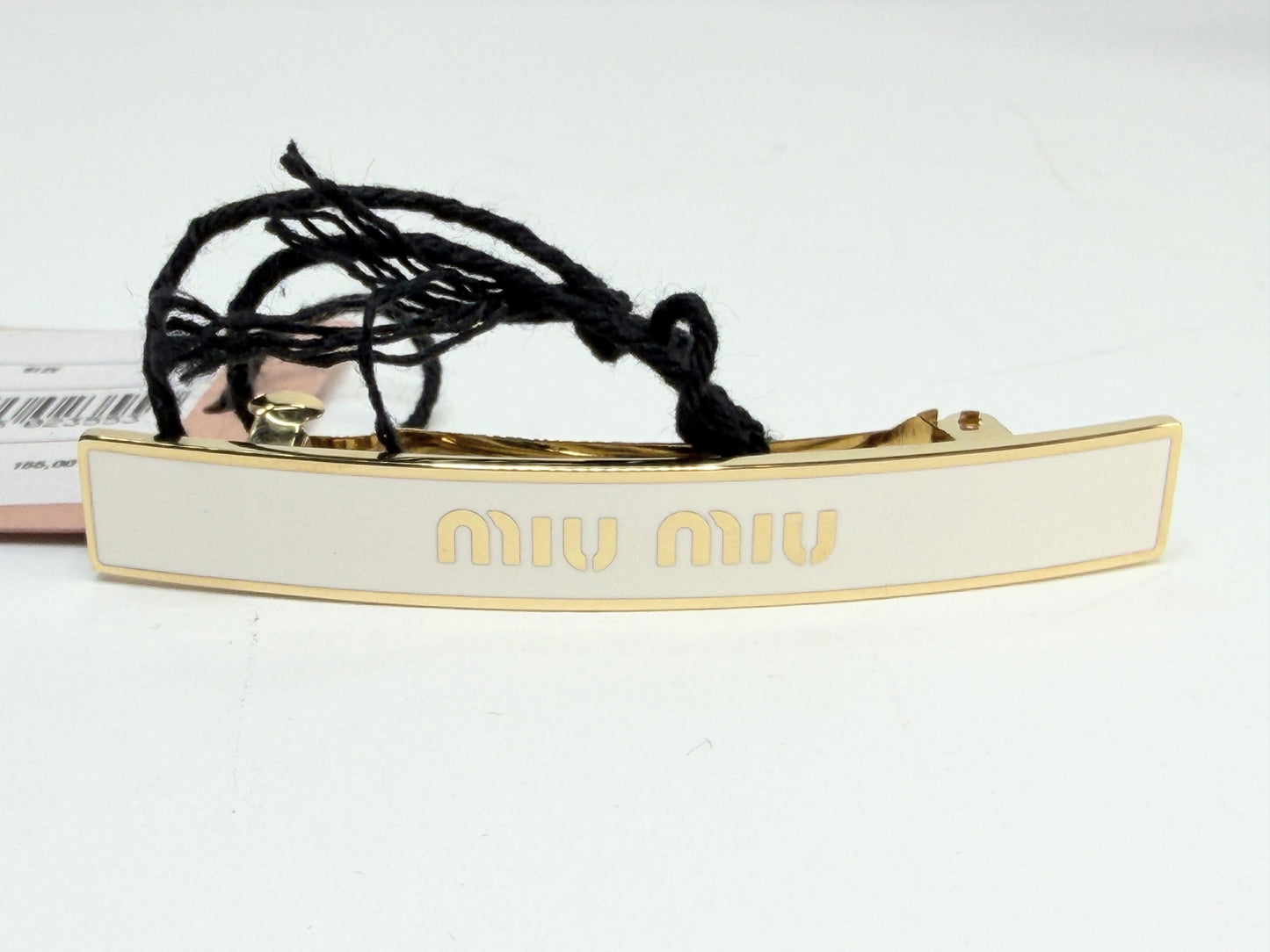 Authentic Miu Miu Enamel Gold Tone Curved Barrette Hair Clip Made Italy GS730