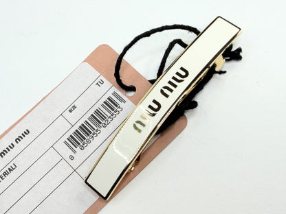 Authentic Miu Miu Enamel Gold Tone Curved Barrette Hair Clip Made Italy GS730