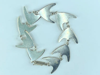 Meka sterling silver Enamel Angel Fish bracelet Rare Danish jewelry 7.5" JR275