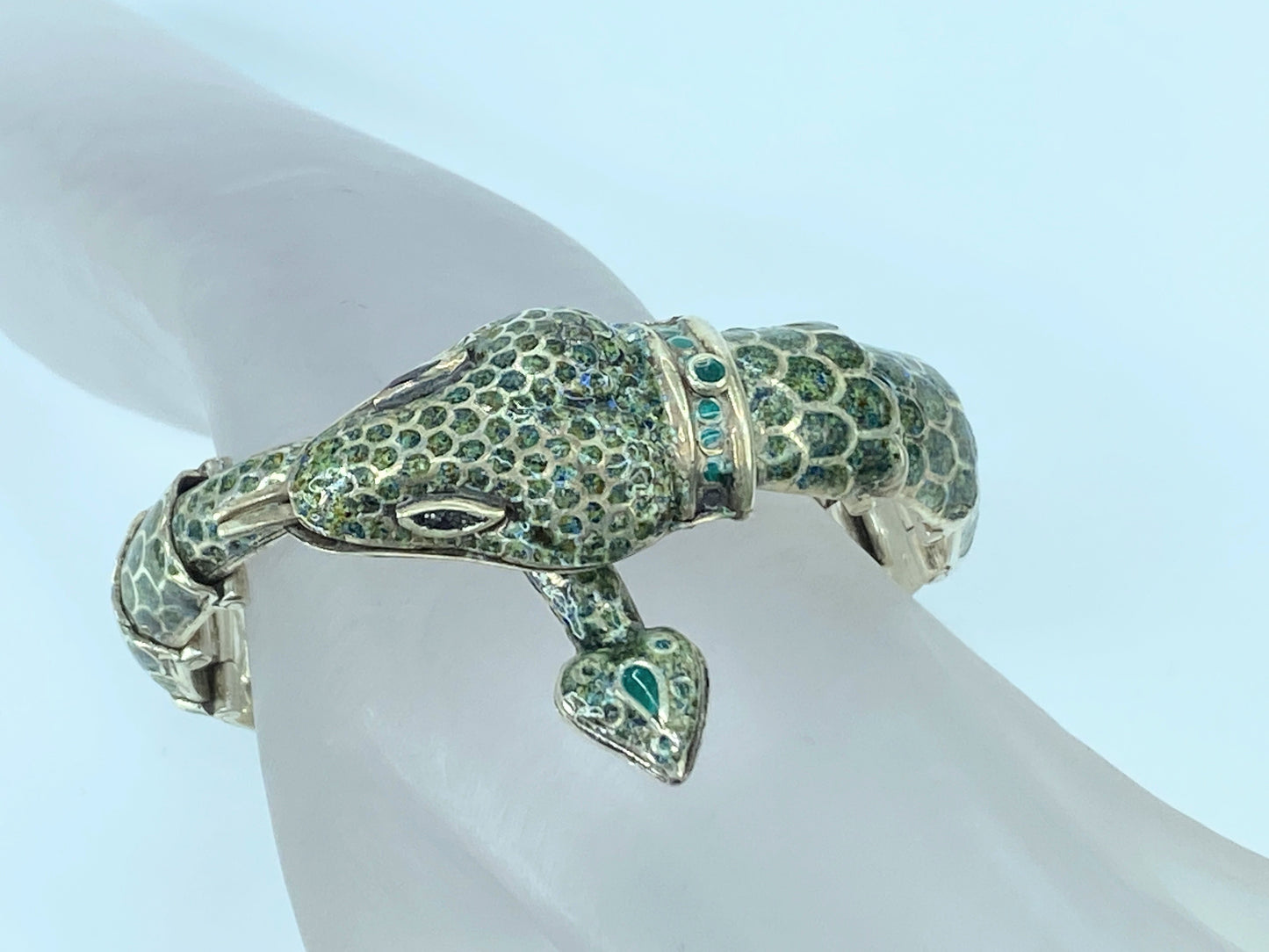 Margot De Taxco Enamel Sterling Silver Snake Bracelet JR8991