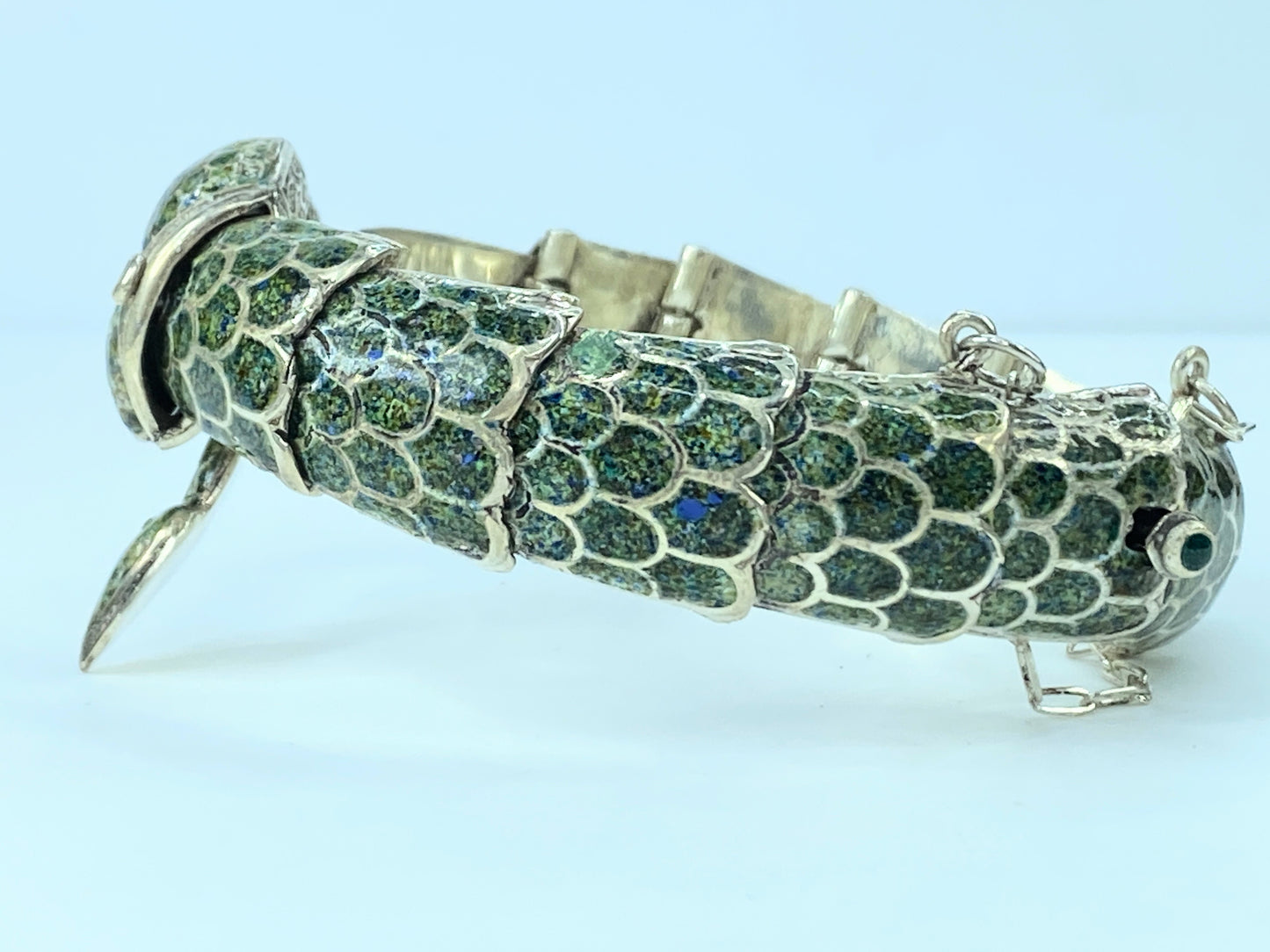 Margot De Taxco Enamel Sterling Silver Snake Bracelet JR8991