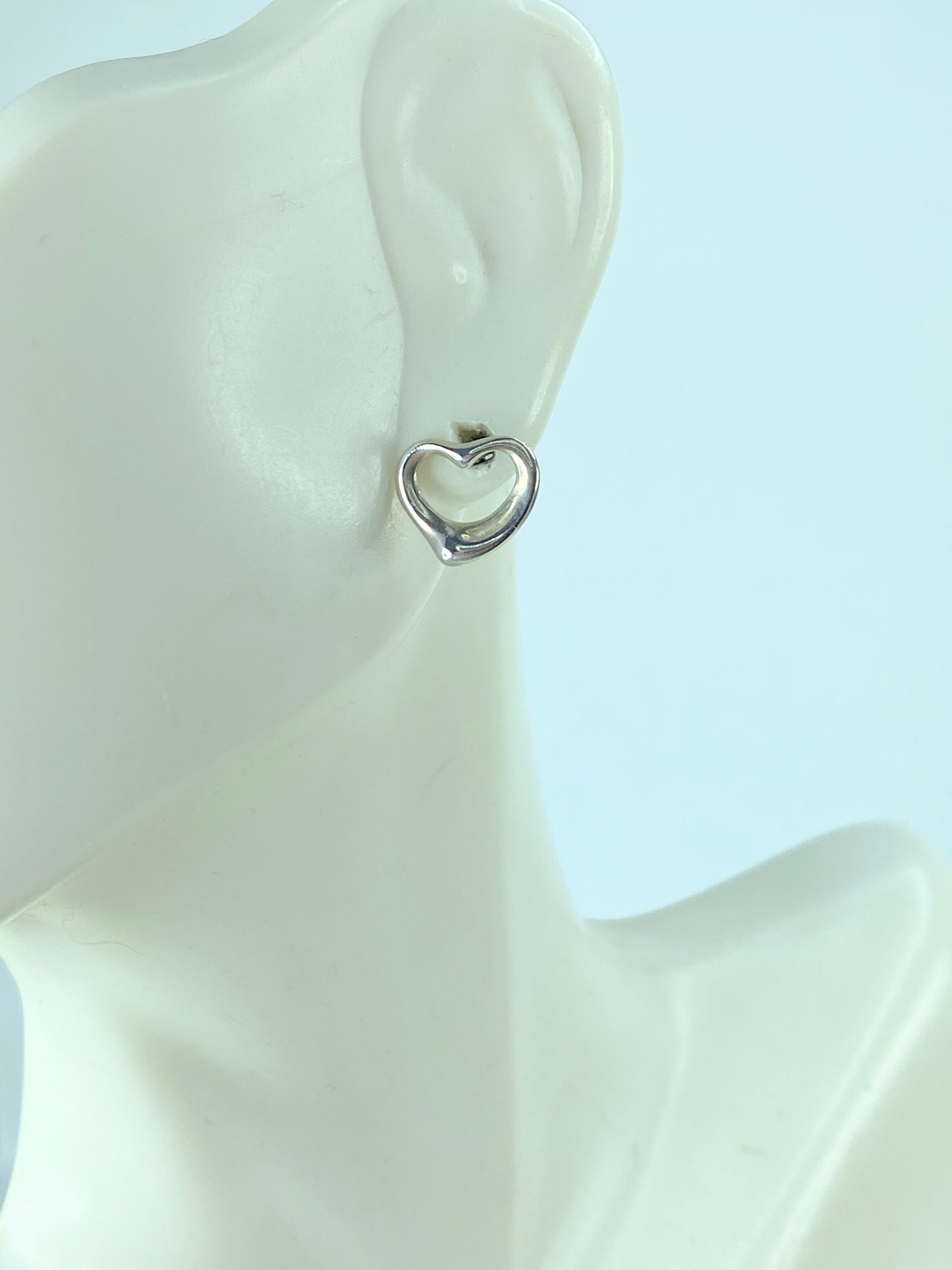 Tiffany & Co. Elsa Peretti Open Heart Earrings 925 Sterling Silver 10mm JR808