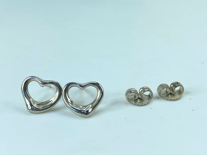 Tiffany & Co. Elsa Peretti Open Heart Earrings 925 Sterling Silver 10mm JR808
