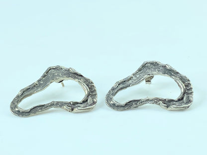 Sterling Silver Geometric texture openwork design pierced earrings JR809