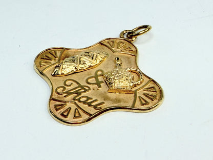 Vintage 14K Yellow Gold Sentimental Charm Pendant Hand Engraved JR1299