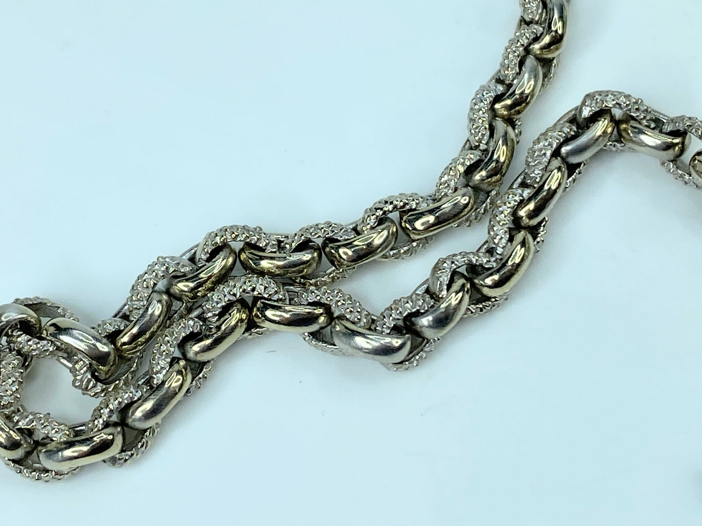 Judith Ripka 18K white gold Diamond cable link CROSS HEART necklace 52.8g JR812