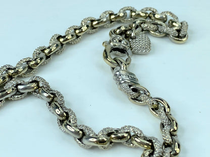 Judith Ripka 18K white gold Diamond cable link CROSS HEART necklace 52.8g JR812