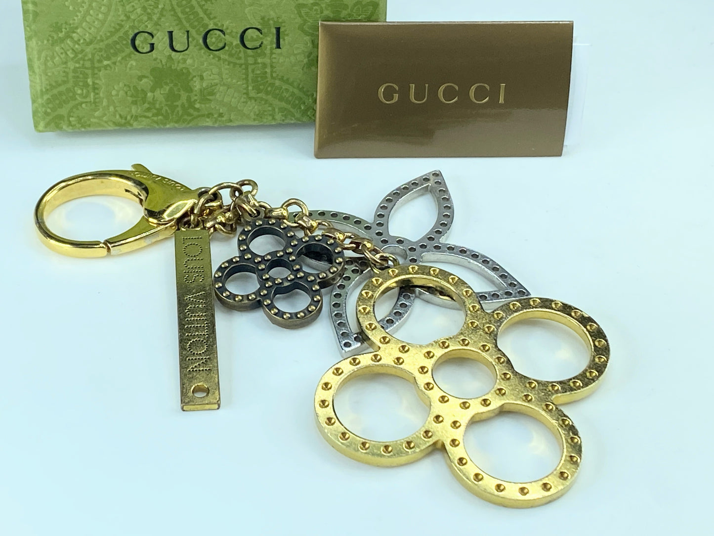 LOUIS VUITTON Bijoux Sac Tabage Bag Charm Gold Silver Tone in box GS330