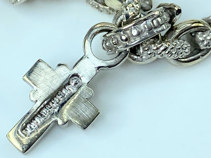 Judith Ripka 18K white gold Diamond cable link CROSS HEART necklace 52.8g JR812