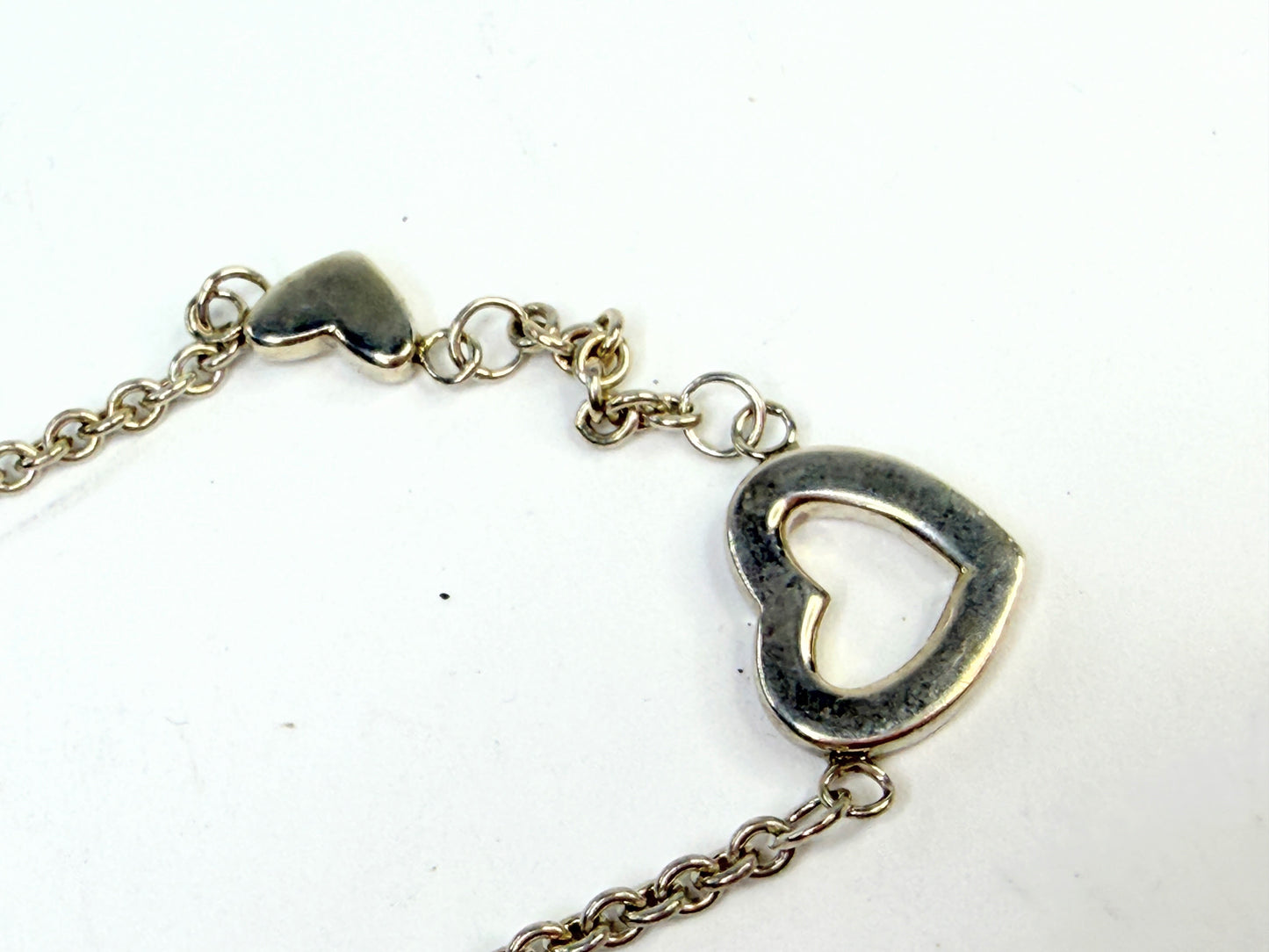 Tiffany & Co sterling Silver Heart Link Lariat Bracelet toggle clasp JR1302